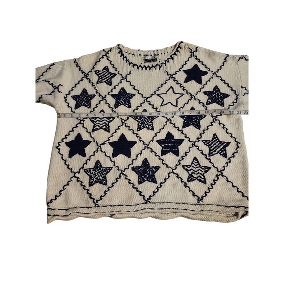 Vintage Express Tricot Oversized Sweater Womens L Cream Americana Fisherman 90s - Picture 6 of 8